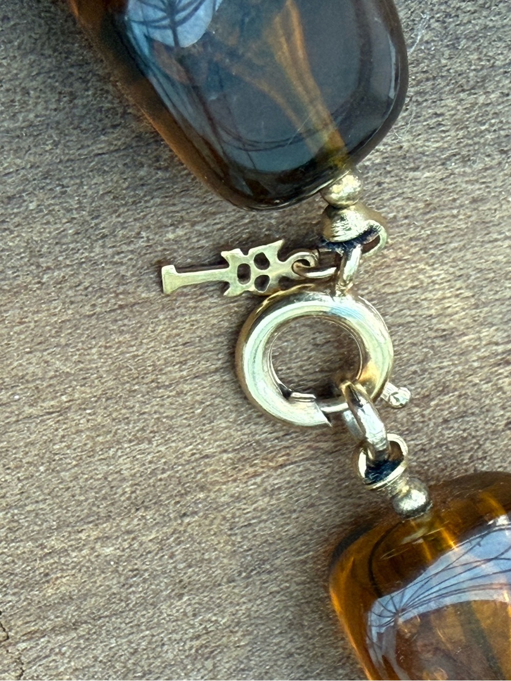 Crown Trifari Lucite Amber Bead Necklace - Picture 2 of 5
